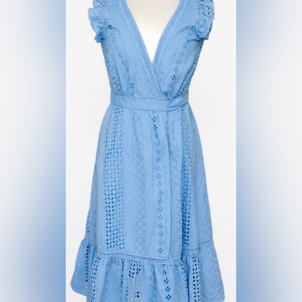 J Crew Eyelet Midi Wrap dress